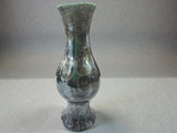 Tall Handmade Crystalline Vase – Green Crystal Glaze | 33cm Statement Pottery Piece - Buxton Pottery