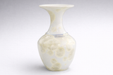 Handmade ceramic vase with flared rim and rounded belly white gloss finish