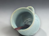 Australian handmade salt pig with rounded shape and side handle