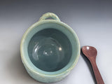 Functional ceramic salt pig with spoon for cooking salt