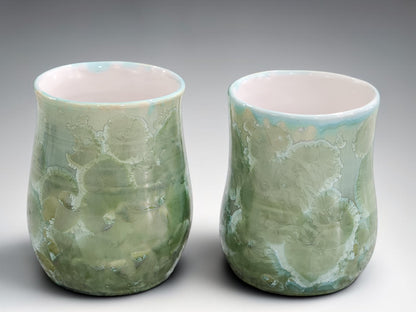 Green Crystalline Glaze Handmade Pottery Mug – 325ml