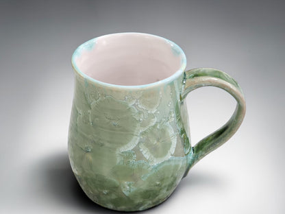 Green Crystalline Glaze Handmade Pottery Mug – 325ml
