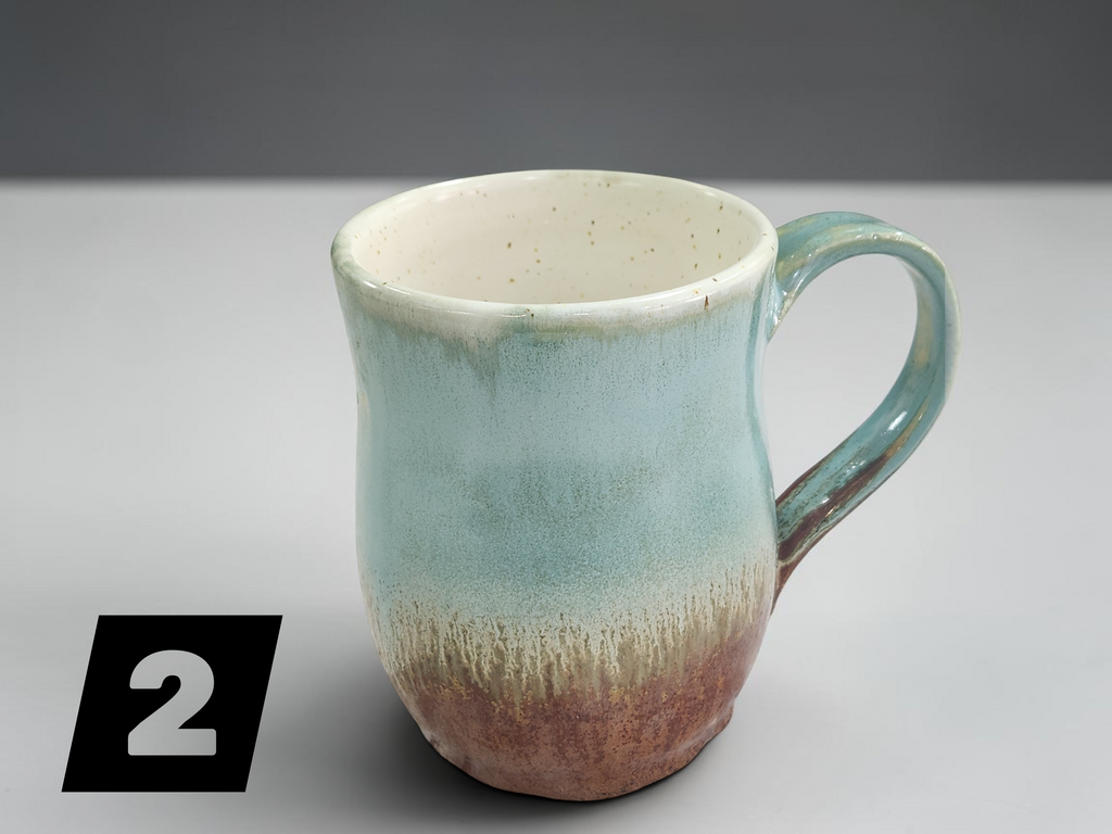 Handmade Pottery Mug 450ml – Green and Earth Tones Ceramic Mug - SECOND