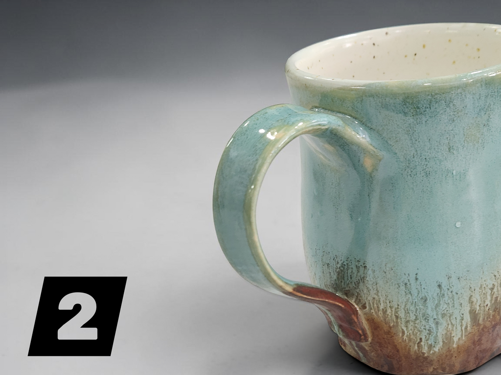Handmade Pottery Mug 450ml – Green and Earth Tones Ceramic Mug - SECOND
