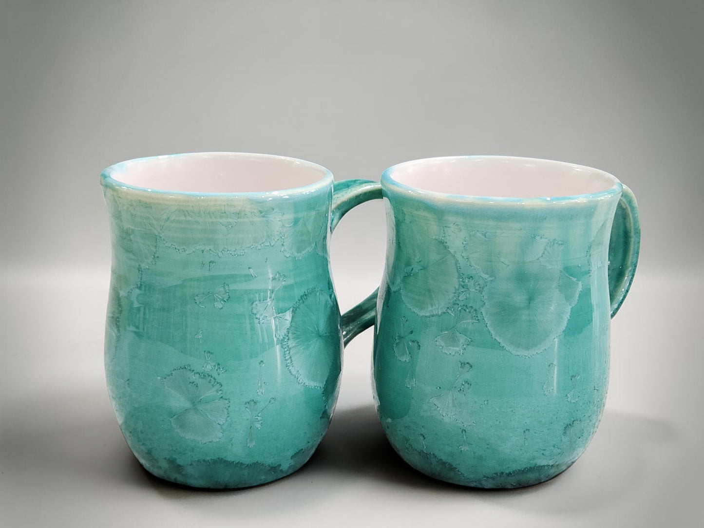 Green crystalline pottery mug handmade in Melbourne by Buxton Pottery