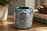 Handmade crystalline galaxy pot with iridescent bismuth glaze