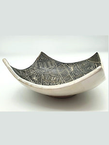 Hand-made ceramic bowls - carved pottery display plates/ bowls - serving or centrepiece - beautiful unique gift - home decor