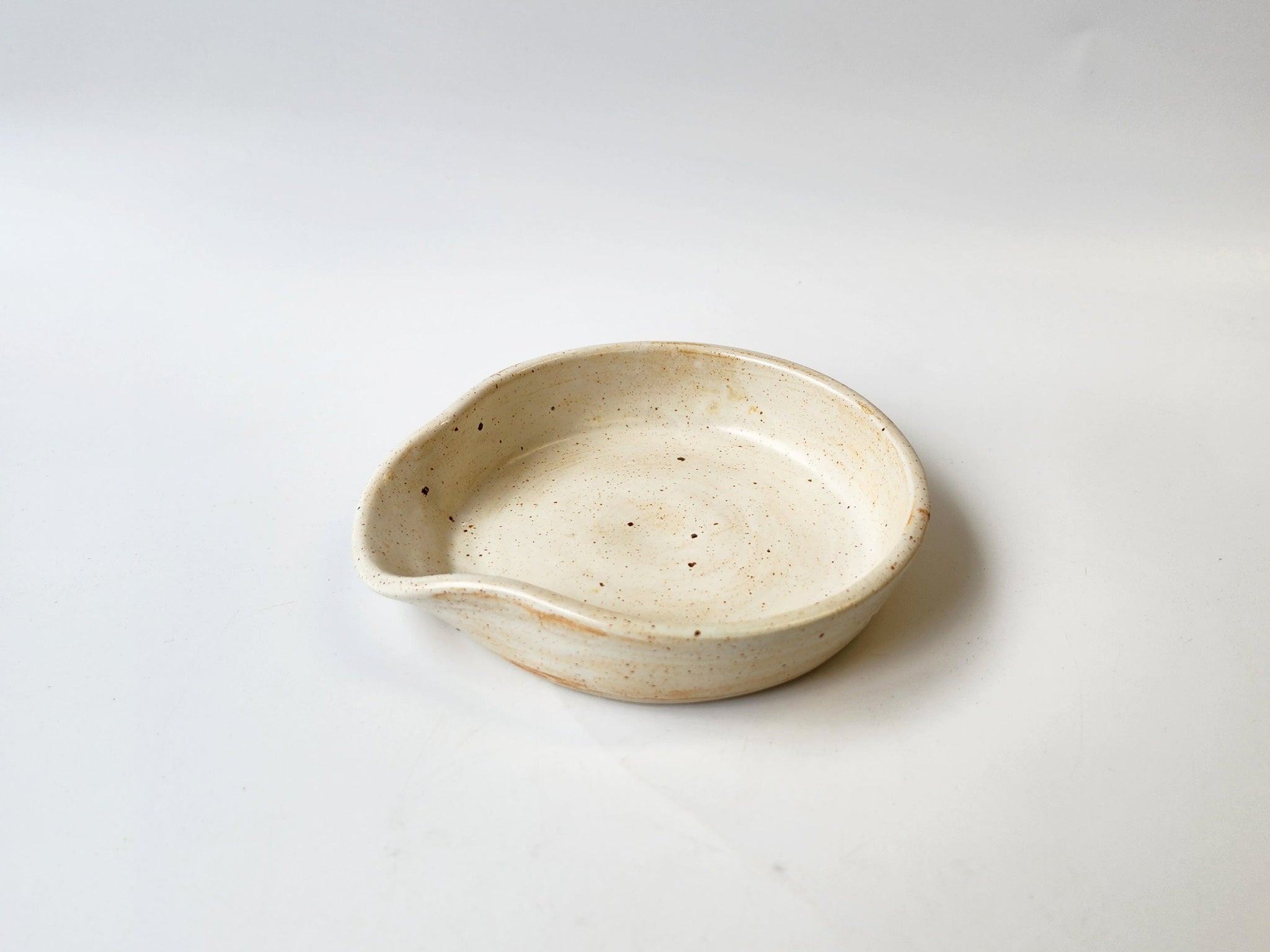 Ceramic Spoon rest - Handmade pottery -speckle cream glaze - handmade ceramic spatula holder- kitchen accessory