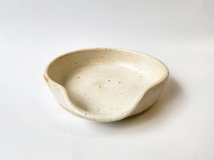 Ceramic Spoon rest - Handmade pottery -speckle buttermilk glaze - handmade ceramic spatula holder- kitchen accessory