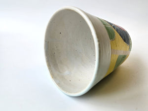 Ceramic Tumbler, pottery mug no handle, Carved, multi coloured, handmade pottery mug