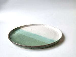 Handmade pottery plate - Australian made- Ceramic Green and white Bread and butter plate