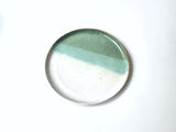 Handmade pottery plate - Australian made- Ceramic Green and white Bread and butter plate