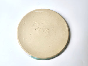 Handmade pottery plate - Australian made- Ceramic Green and white Bread and butter plate