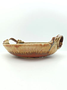 Handmade pottery decorative bowl - Ceramic Serving Bowl with handles - Fruit bowl - Stoneware Display