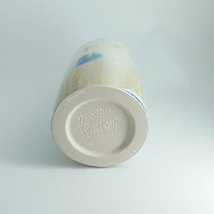 Bottom view of Handmade porcelain pottery utensil holder - Unique ceramic vase- Crystalline glaze ceramic - Kitchen wear gift
