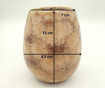 Handmade Crystalline pottery vase with agate-inspired surface.