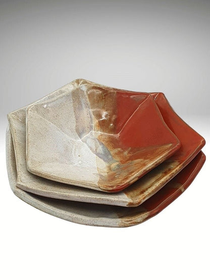 Hand-built ceramic bowl in unique hexagon shape – Australian made