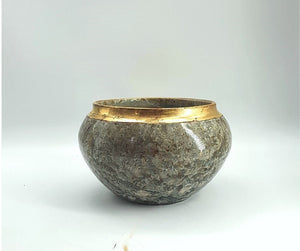 Crystaline pottery bowl - Gold trim