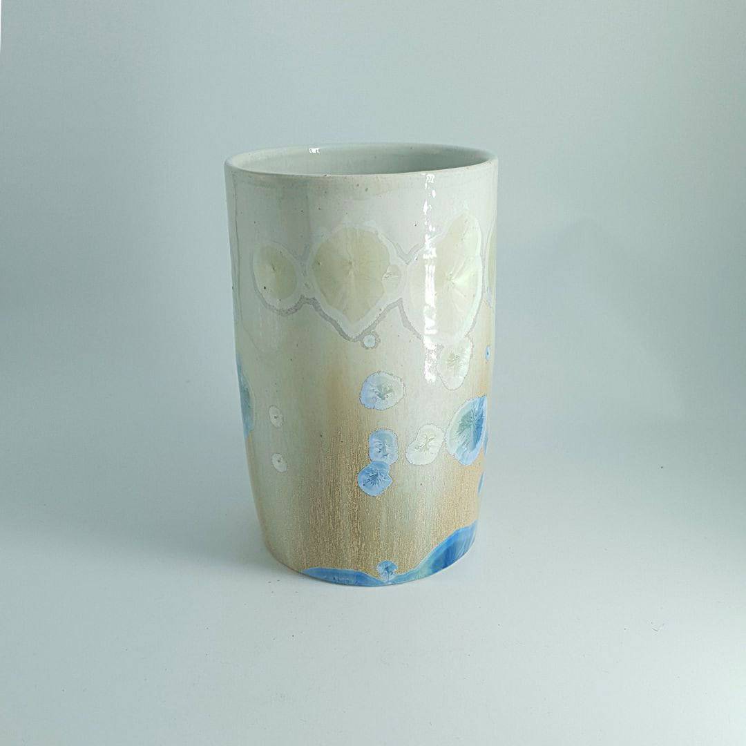 Crystalline porcelain utensil holder or flower vase