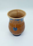 Handmade pottery vase - Crystalline glaze Ceramic Vase -Blue crystals on orange background -