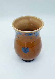 Handmade pottery vase - Crystalline glaze Ceramic Vase -Blue crystals on orange background -