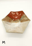 Limited edition pottery bowl with layered cream and brown glaze