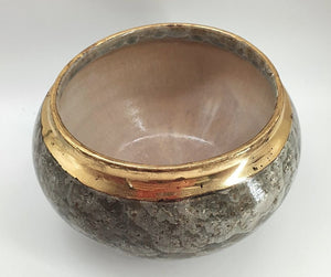 Crystaline pottery bowl - Gold trim