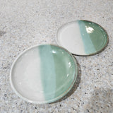 Handmade pottery plate - Australian made- Ceramic Green and white Bread and butter plate