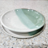 Handmade pottery plate - Australian made- Ceramic Green and white Bread and butter plate