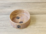 Hand-made Pottery pet bowl - Ceramic Pet water bowl with paw prints - high-sided plate for your fur baby - cat feeder.-