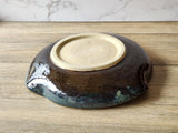 Handmade pottery Serving bowl - Medium ceramic shallow bowl with Tenmuku opal glaze - a unique gift - deep serving plate