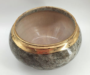 Hand made Pottery bowl - Gold trim - Crystalline glaze