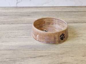 Hand-made Pottery pet bowl - Ceramic Pet water bowl with paw prints - high-sided plate for your fur baby - cat feeder.-