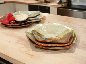 Handmade pottery bowls, ceramic hexagonal bowls -3 piece pottery bowl set - buy all or just one as a gift.