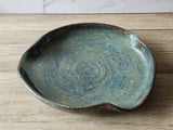 Handmade pottery Serving bowl - Medium ceramic shallow bowl with Tenmuku opal glaze - a unique gift - deep serving plate