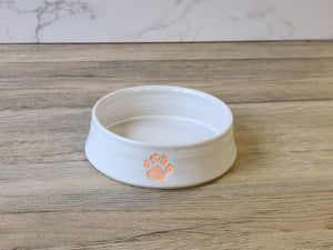 Hand-made Pottery pet bowl - Ceramic Pet water bowl with paw prints - high-sided plate for your fur baby - cat feeder.- small dog bowl