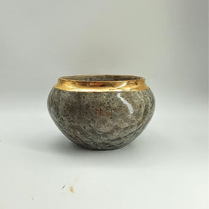 Hand made Pottery bowl - Gold trim - Crystalline glaze