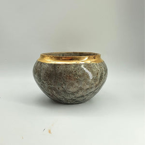 Hand made Pottery bowl - Gold trim - Crystalline glaze