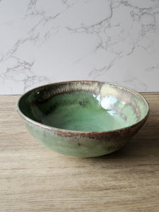 Handmade ceramic bowl- pottery fruit bowl -Ceramic serving bowl -green glaze - unique gift - Large pottery bowl