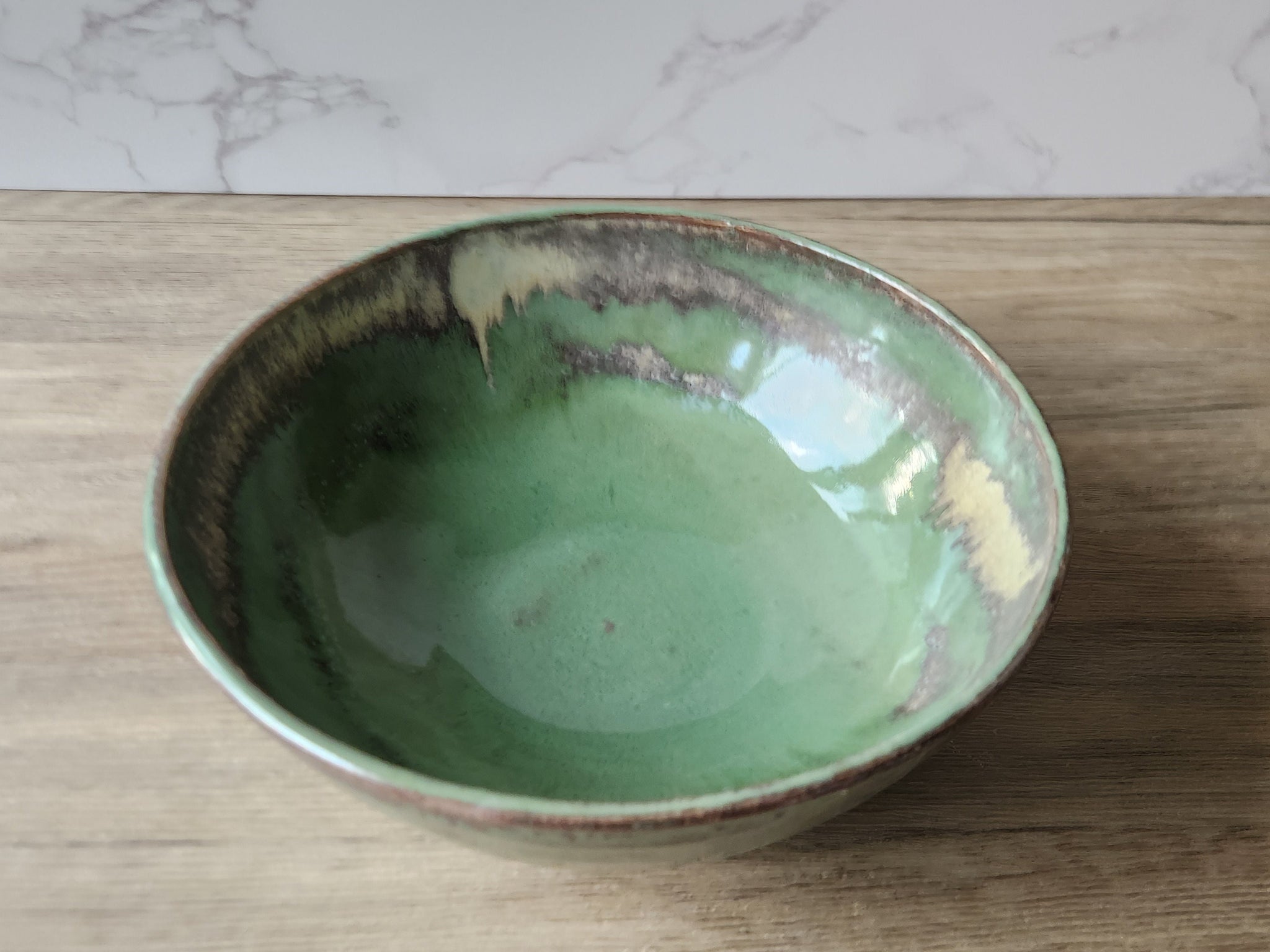 Handmade ceramic bowl- pottery fruit bowl -Ceramic serving bowl -green glaze - unique gift - Large pottery bowl