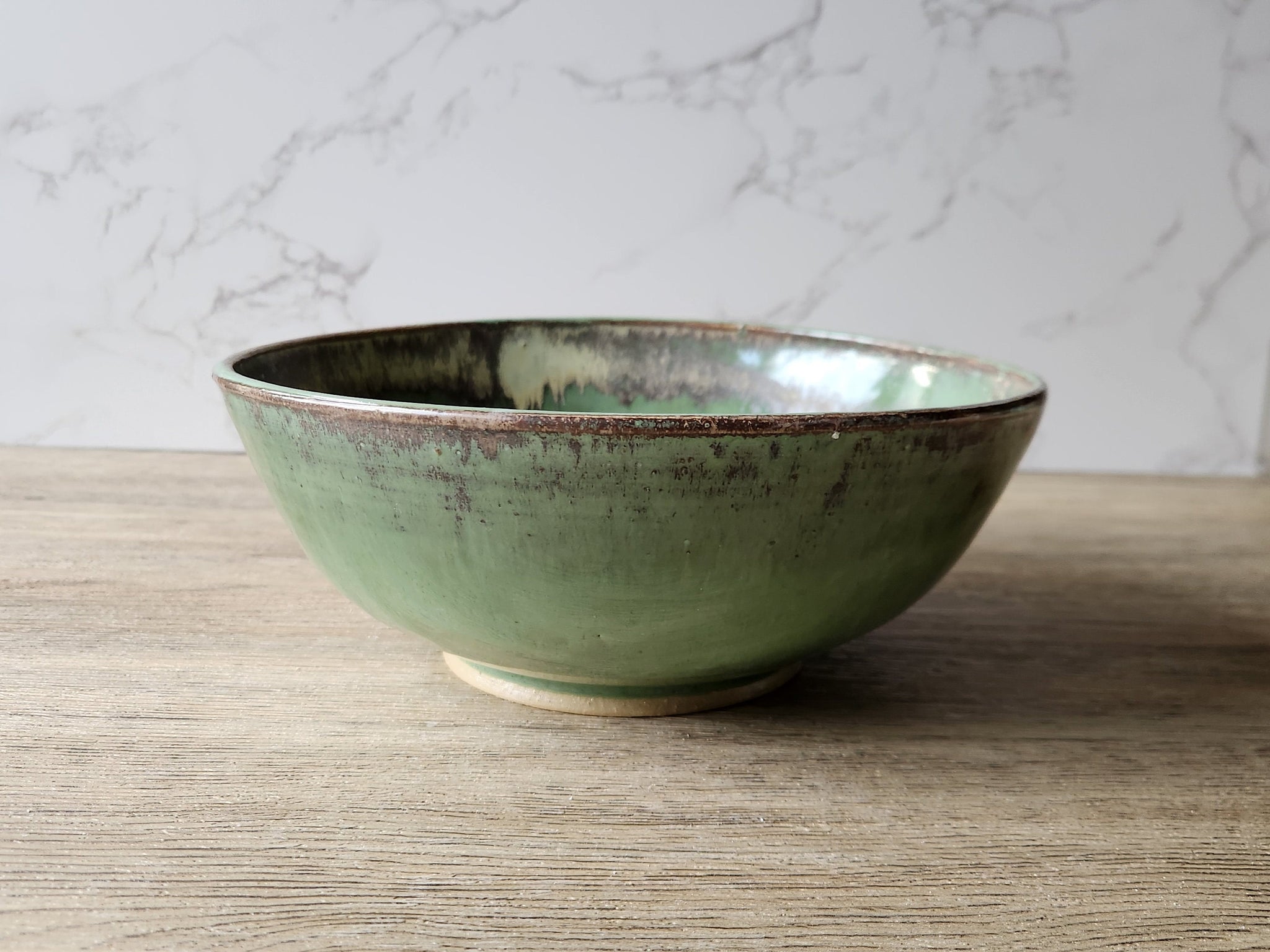 Handmade ceramic bowl- pottery fruit bowl -Ceramic serving bowl -green glaze - unique gift - Large pottery bowl