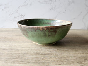 Handmade ceramic bowl- pottery fruit bowl -Ceramic serving bowl -green glaze - unique gift - Large pottery bowl