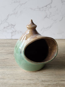 Handmade pottery green salt pig - Ceramic countertop salt container - Salt bowl - kitchen utensil - Australian pottery