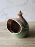 Handmade pottery green salt pig - Ceramic countertop salt container - Salt bowl - kitchen utensil - Australian pottery