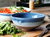 Handmade pottery serving bowl- Blue ceramic bowl - Large salad bowl - Fruit bowl - Unique display bowl - Large ramen bowl