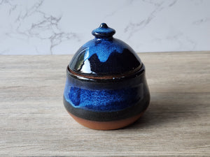 Hand-made pottery sugar bowl - Ceramic lidded container - small condiment Bowl - pottery lidded tea Jar- Storage pot