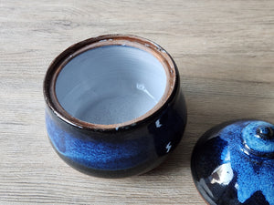 Hand-made pottery sugar bowl - Ceramic lidded container - small condiment Bowl - pottery lidded tea Jar- Storage pot