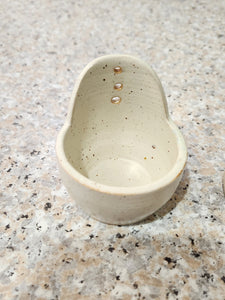 Handmade Pottery herb stripper-Ceramic stoneware herb stripper bowl - buttermilk glaze herb trimmer