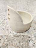 Handmade Pottery herb stripper-Ceramic stoneware herb stripper bowl - buttermilk glaze herb trimmer