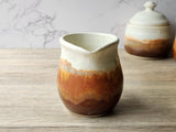 Handmade pottery Jug, 350ml ceramic creamer, Australian milk jug, cream and red/brown creamer, gravy boat, milk jug